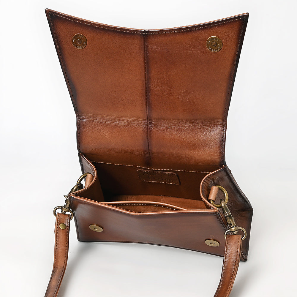 ADBGM629 Mini Western Handbag - Quilted Genuine Leather Purse with Detachable Strap