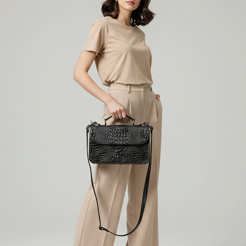 American Darling Crocodile Embossed Western Leather Cross body Bag