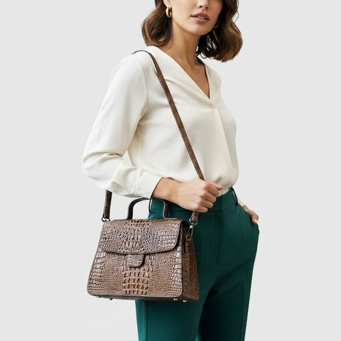 American Darling Western Cross body Bag in Crocodile Embossed Full Grain Leather