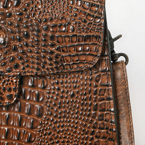American Darling Western Cross body Bag in Crocodile Embossed Full Grain Leather