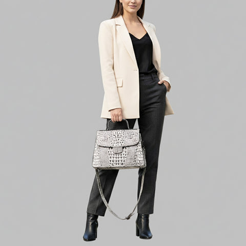 American Darling Western Cross body Bag in Crocodile Embossed Full Grain Leather