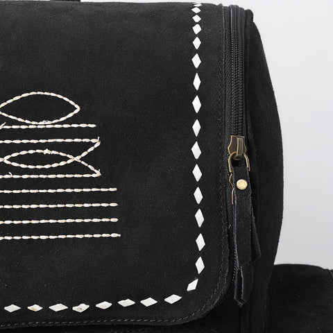 American Darling Handcrafted Genuine Suede Leather Backpack Boot Stitched