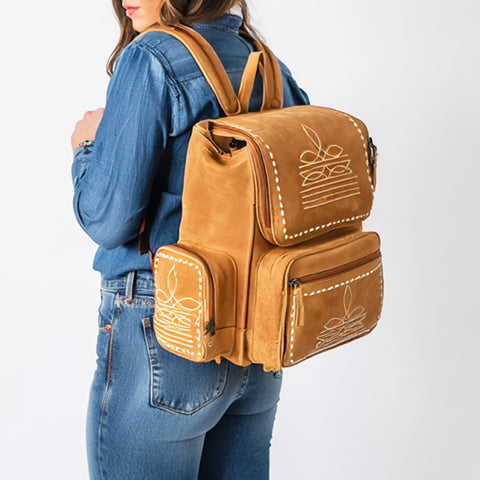 American Darling Handcrafted Genuine Suede Leather Backpack Boot Stitched