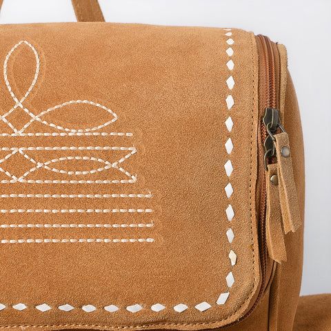 American Darling Handcrafted Genuine Suede Leather Backpack Boot Stitched