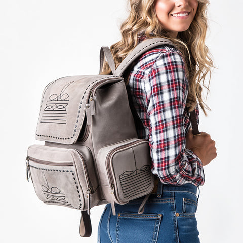 American Darling Handcrafted Genuine Suede Leather Backpack Boot Stitched