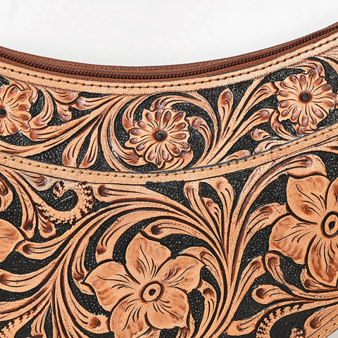 American Darling Handcrafted Genuine Leather Small Cross body Bag Floral Carved