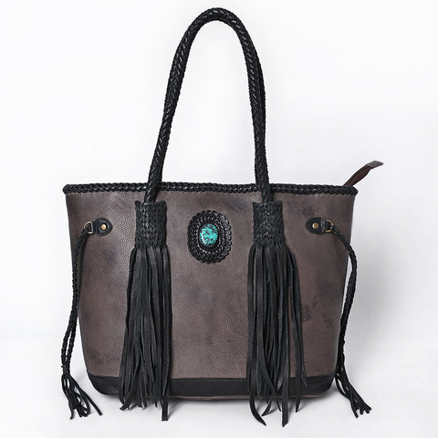 ADBGM328 Handmade Leather Crossbody Bag with Braided Edges - Western Compact Purse