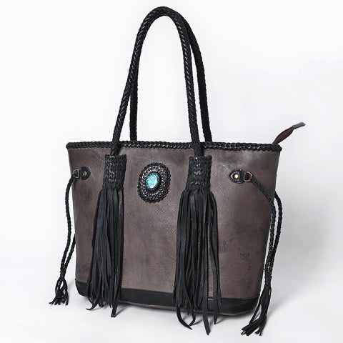 ADBGM328 Handmade Leather Crossbody Bag with Braided Edges - Western Compact Purse