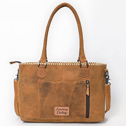 American Darling Western Leather Cross body Bag with Boot Stitching and Fringes