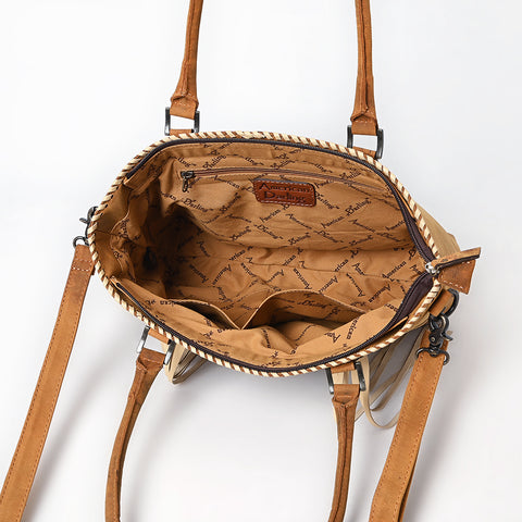 American Darling Western Leather Cross body Bag with Boot Stitching and Fringes