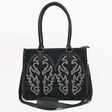 ADBG1744 Suede Western Tote with White Embroidered Stitching & Diamond Whipstitch Trim