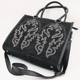 ADBG1744 Suede Western Tote with White Embroidered Stitching & Diamond Whipstitch Trim