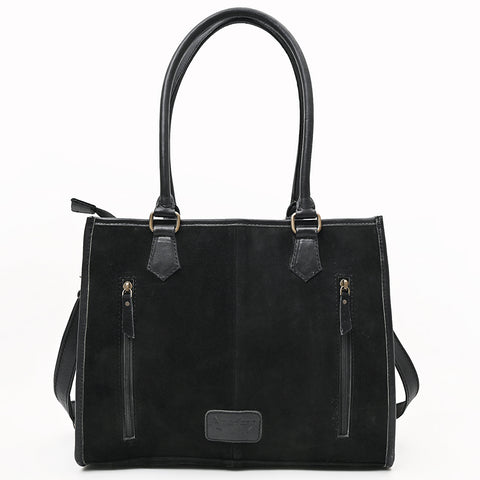 American Darling Western Tote Bag in Boot Stitched Genuine Suede and Full Grain Leather