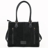 ADBG1744 Suede Western Tote with White Embroidered Stitching & Diamond Whipstitch Trim