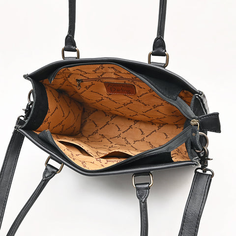 American Darling Western Tote Bag in Boot Stitched Genuine Suede and Full Grain Leather