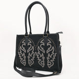 ADBG1744 Suede Western Tote with White Embroidered Stitching & Diamond Whipstitch Trim