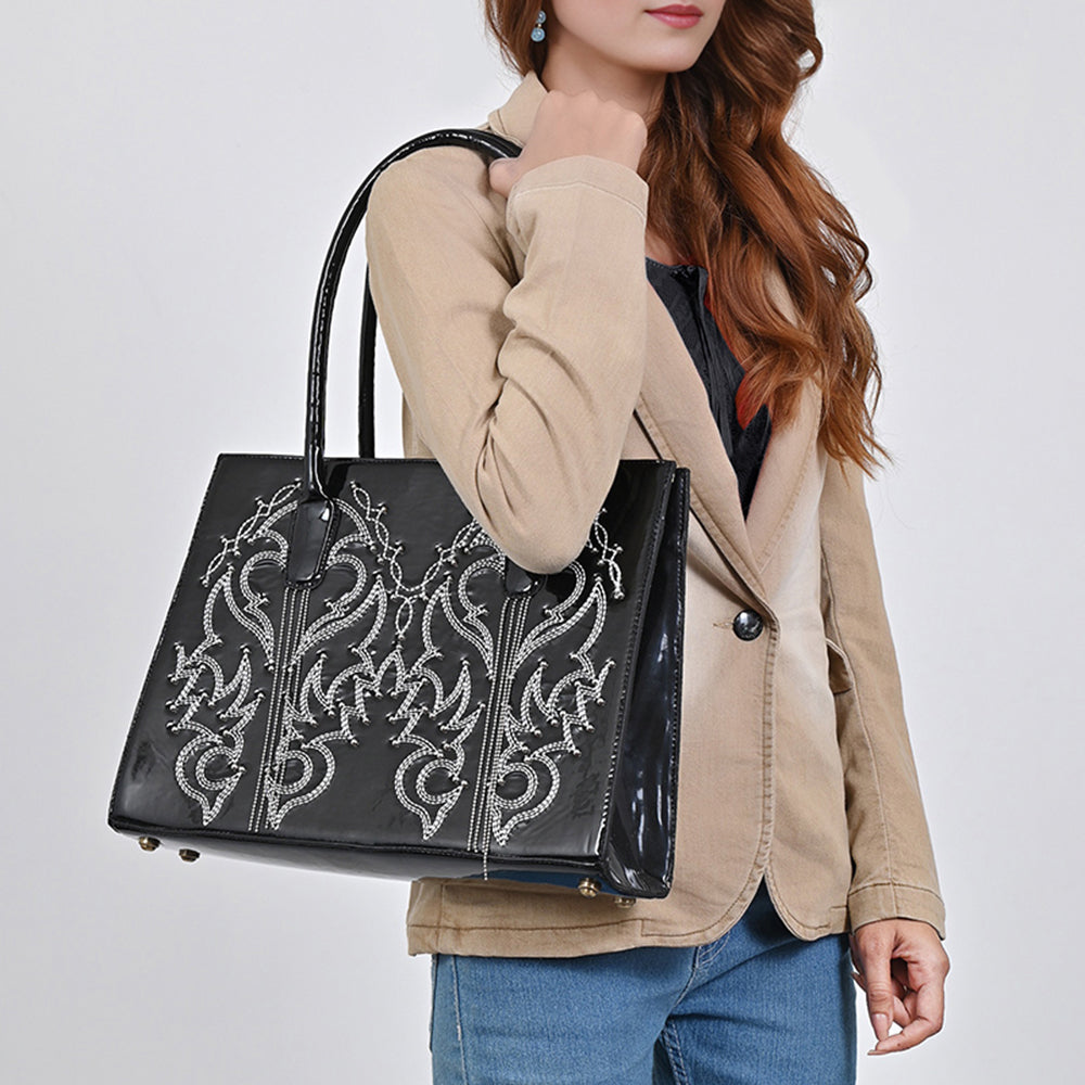 ADBGA800 Tote Embroidery Genuine Leather women bag western Bag