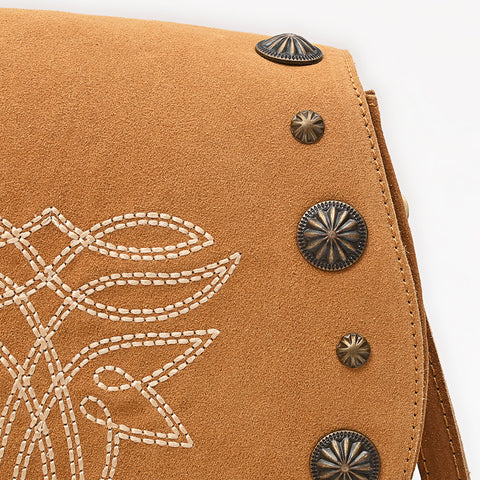 American Darling Boot Stitched Suede Leather Cross body Bag with Concho
