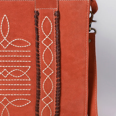 American Darling Boot Stitched Braided Genuine Suede Leather Tote Bag
