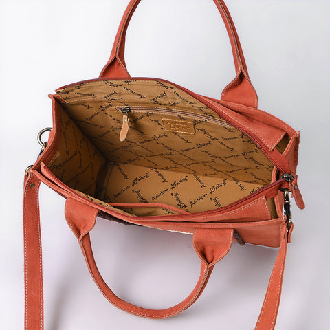 American Darling Boot Stitched Braided Genuine Suede Leather Tote Bag