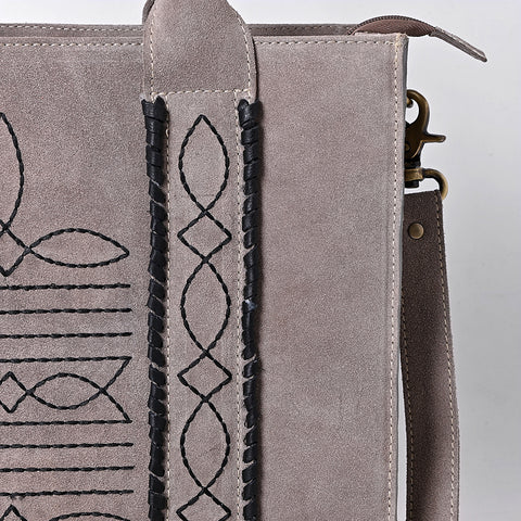 American Darling Boot Stitched Braided Genuine Suede Leather Tote Bag