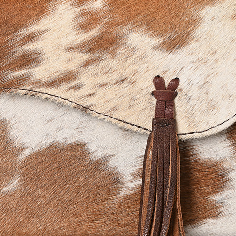 ADBG1747 American Darling Hair-On Cowhide Cross body Bag with Tassels and Genuine Leather