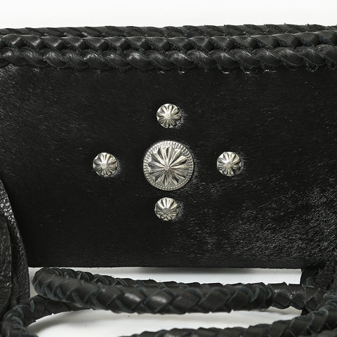ADBGM277 Mini Fringe Crossbody - Braided Leather & Turquoise Concho