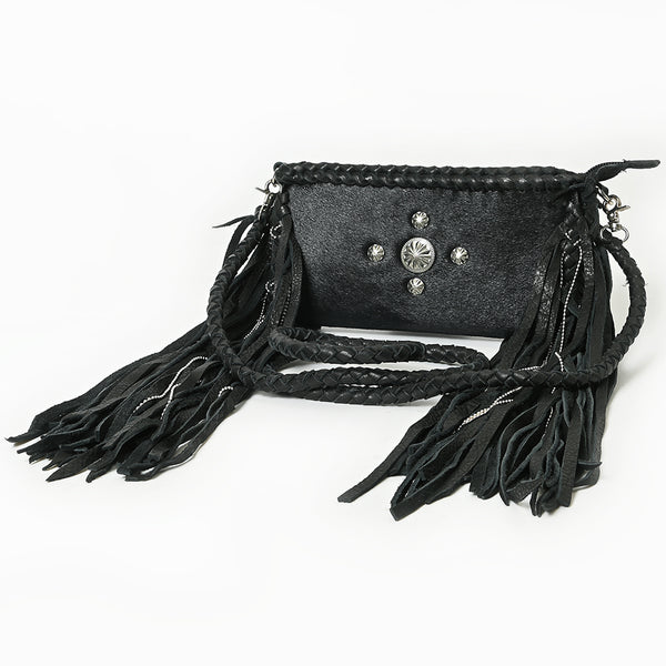LC-ADBGM277 Mini Fringe Crossbody - Braided Leather & Turquoise Concho