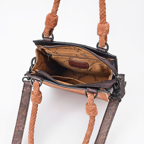 American Darling Western Genuine Suede Tote Bag with Boot Stitching and Crocodile Embossed Back