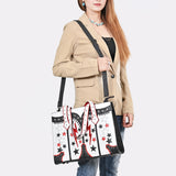 ADBG1757 White Western Boot-Inspired Tote Bag with Lightning Bolts & Star Accents