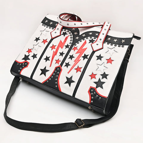 American Darling Western Rivets Embossed Leather Tote Bag with Handcrafted Detailing