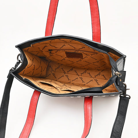American Darling Western Rivets Embossed Leather Tote Bag with Handcrafted Detailing