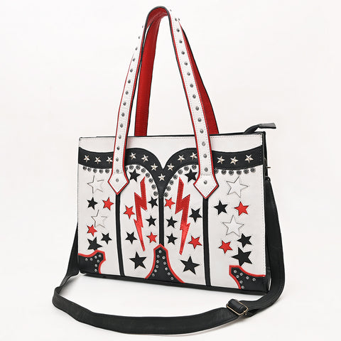 American Darling Western Rivets Embossed Leather Tote Bag with Handcrafted Detailing