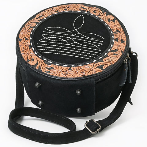 ADBG1758 American Darling Western Hand-Tooled Floral Canteen Bag Genuine Suede Leather