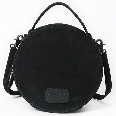 American Darling Western Hand-Tooled Floral Canteen Bag Genuine Suede Leather