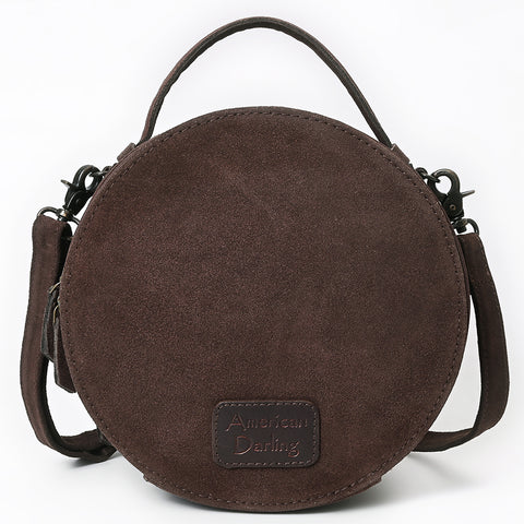 American Darling Western Hand-Tooled Floral Canteen Bag Genuine Suede Leather