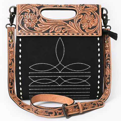 American Darling Western Hand-Tooled Floral Clutch Bag in Genuine Suede Leather