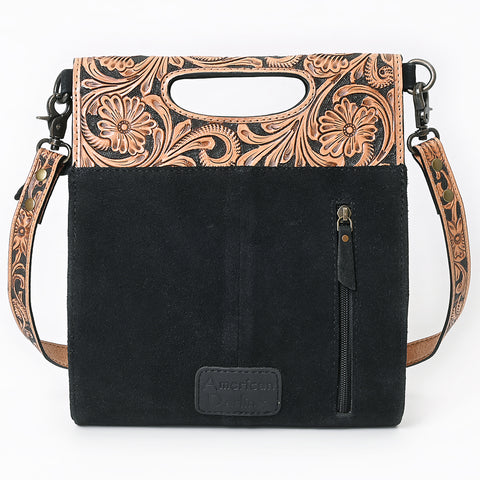 American Darling Western Hand-Tooled Floral Clutch Bag in Genuine Suede Leather