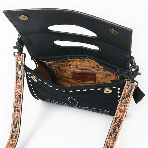 American Darling Western Hand-Tooled Floral Clutch Bag in Genuine Suede Leather