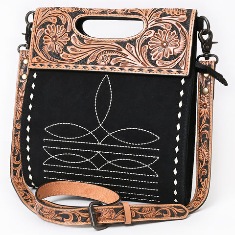 American Darling Western Hand-Tooled Floral Clutch Bag in Genuine Suede Leather