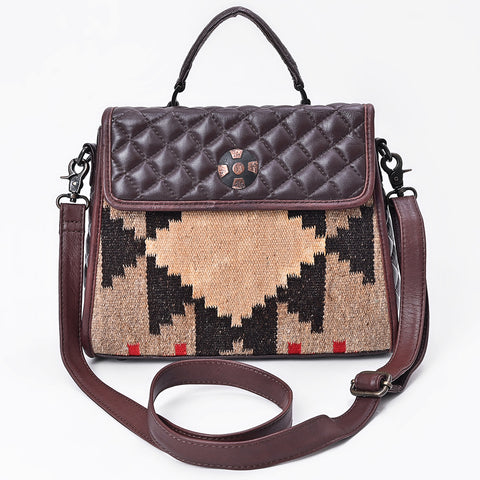 American Darling Western Messenger Bag - Hand-Woven Saddle Blanket & Quilted Leather