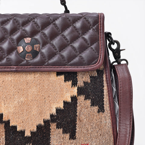 American Darling Western Messenger Bag - Hand-Woven Saddle Blanket & Quilted Leather