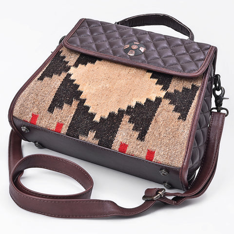 American Darling Western Messenger Bag - Hand-Woven Saddle Blanket & Quilted Leather