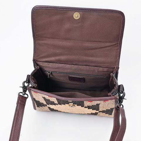 American Darling Western Messenger Bag - Hand-Woven Saddle Blanket & Quilted Leather