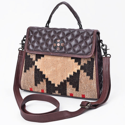 American Darling Western Messenger Bag - Hand-Woven Saddle Blanket & Quilted Leather