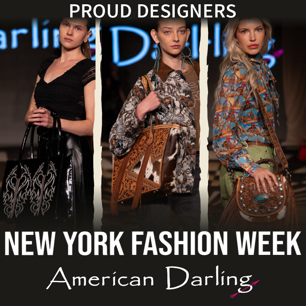 American Darling Hair-on Cowhide Tote Bag with Hand-Tooled Leather and Fringes