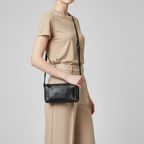 Cuorina - Luxury Leather Riveted Wristlet