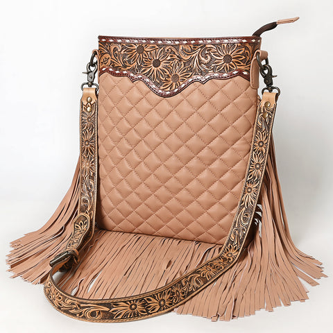 American Darling Large Quilted Crossbody | Hand-Tooled Leather Fringe Bag