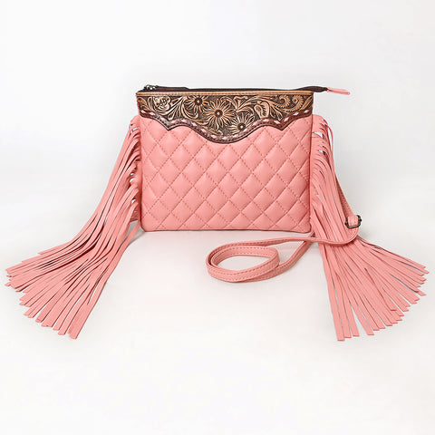 American Darling Quilted Leather Crossbody | Tooled Flap Fringe Purse