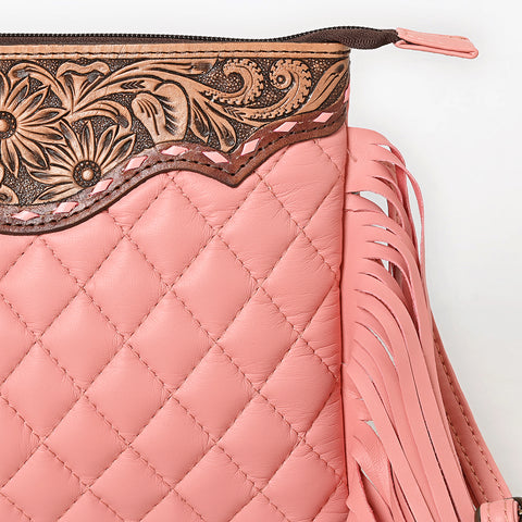 American Darling Quilted Leather Crossbody | Tooled Flap Fringe Purse